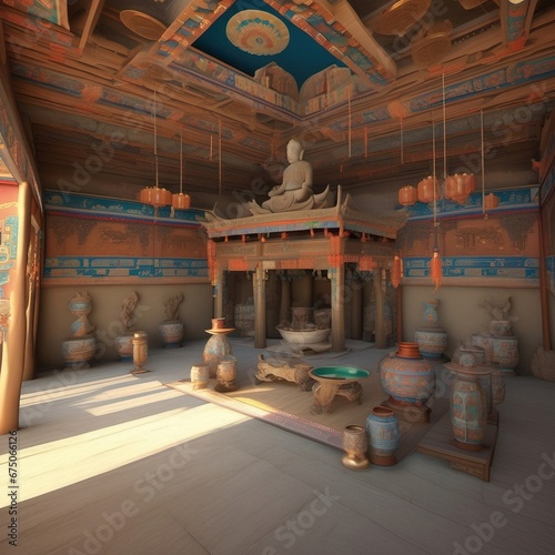 Small traditional Temple in a big Mogao Caves, Generative AI
