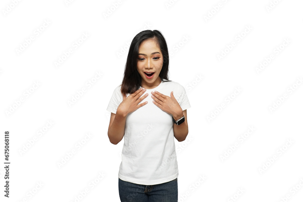 Beautiful Asian Girl Looking Down Cutout Isolated Background Beautiful Asian Girl Looking Down Cutout Isolated Background