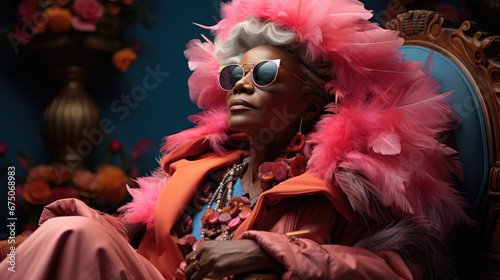 An Old African Woman In Glasses Sitting , Background Image, Hd