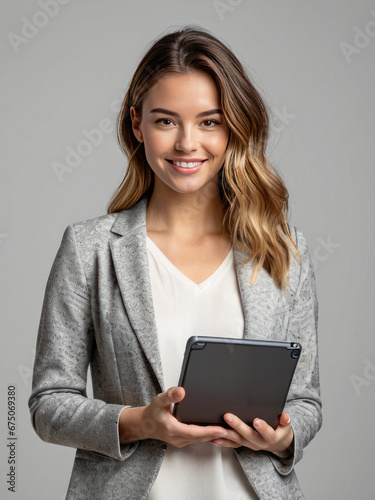 attractive girl using table computer