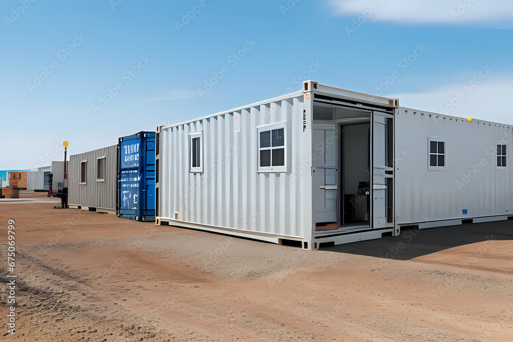 Mobile office buildings or container site office for construction site. Portable house and mining office cabins. Mobile office buildings or container site office for construction site. Portable house and mining office cabins.