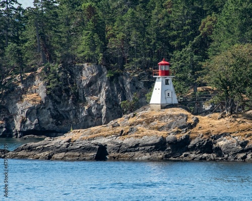 Historic Portlock Point Lighthouse, on Prevost Island in the Gulf Islands, British Columbia, Canada photo