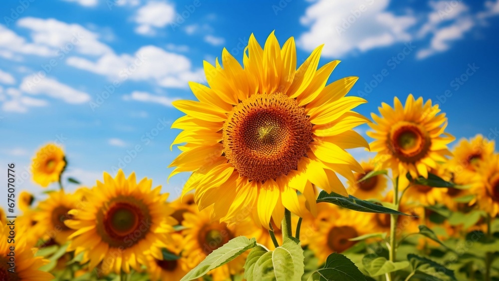 sunflowers in the field on a sunny day