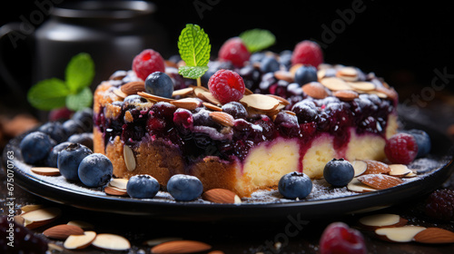 Blueberry Almond Cake  Professional Photography  Background Image  Hd