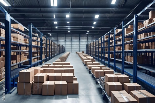 Warehouse for product storage and logistics, conveyor-belt warehouse for carton boxes