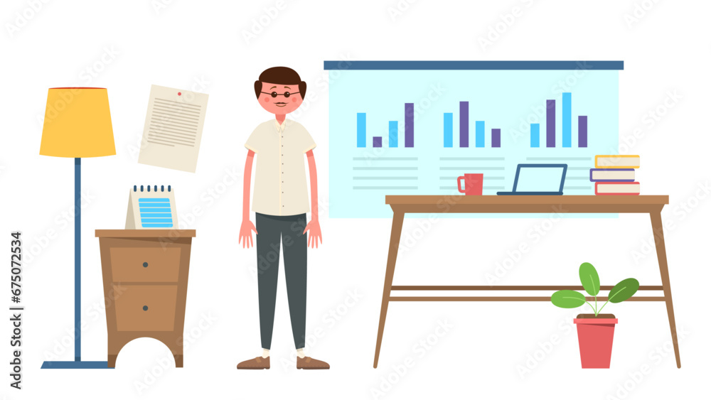 A businessman is presenting diagram report about his work A businessman is presenting diagram report about his work