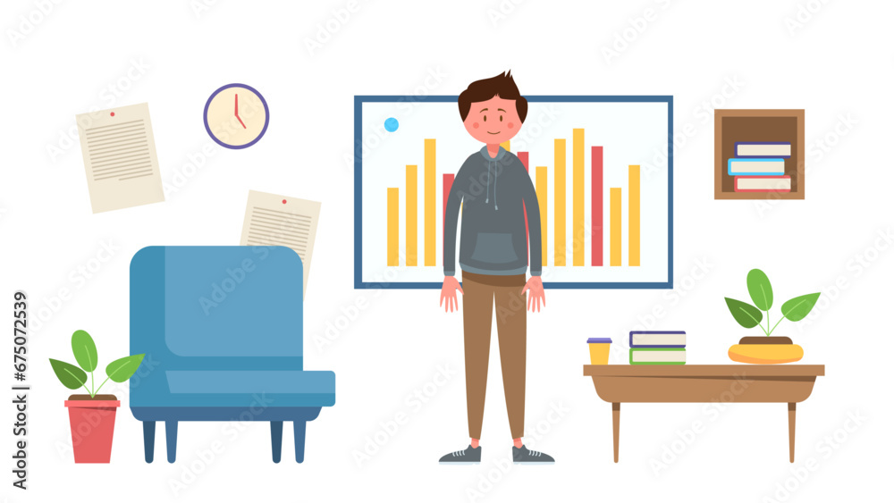 A businessman is presenting diagram report about his work A businessman is presenting diagram report about his work
