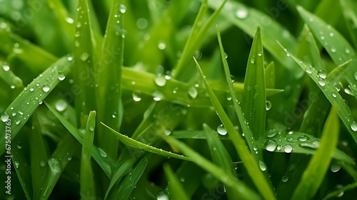 Fresh Green Grass Macro, AI-generated.