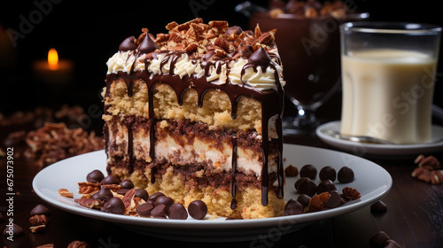 Chocolate Coconut Pecan Cake  Professional   Background Image  Hd