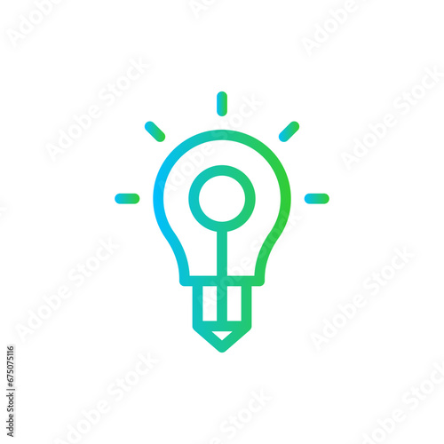 Creative idea creativity business icon with blue and green gradient outline style. concept, creative, idea, business, bulb, innovation, solution. Vector illustration