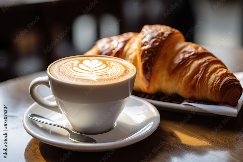 Latte and chocolate croissant Latte and chocolate croissant