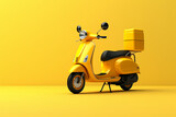 Sustainable delivery Yellow scooter delivers with efficiency. AI Generative magic emphasizes the eco-friendly and practical nature of this urban service.