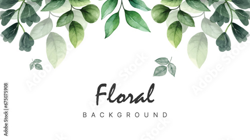 Presentation Background with tropical watercolor leaf plant on white background vector design. With copy space area.	