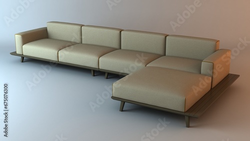 non AI images, modular sofa 3D illustration