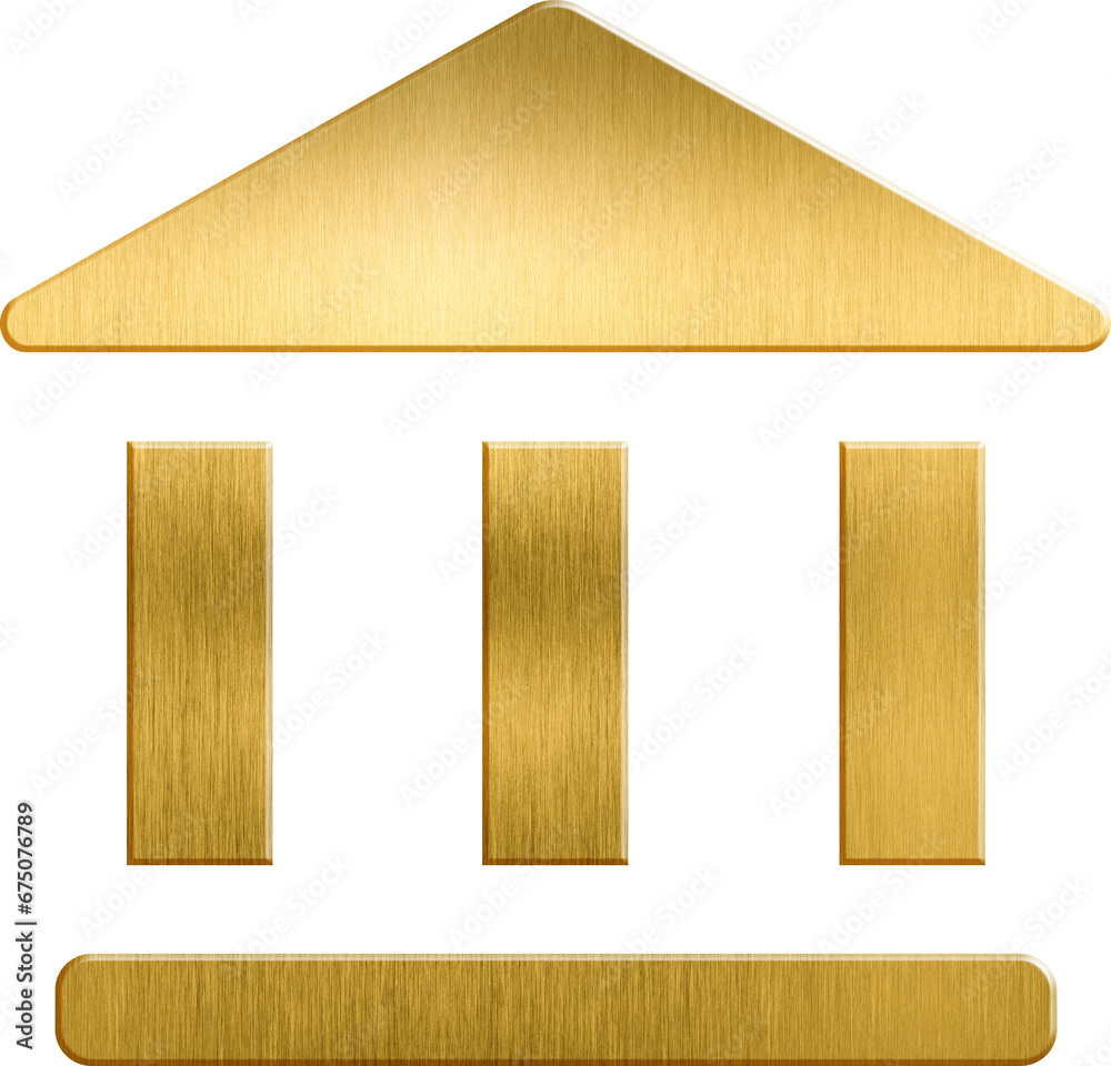 Naklejka premium Golden icon bank building government vector finance museum courthouse money concept bankruptcy investment governmental classic loan public web institute financial outlined linear institution federal r