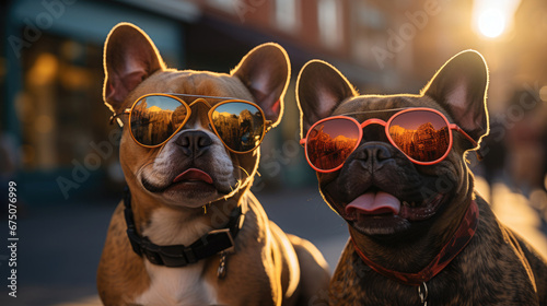 Funny Dogs Wearing Glasses On A Yellow Background , Background Image, Hd