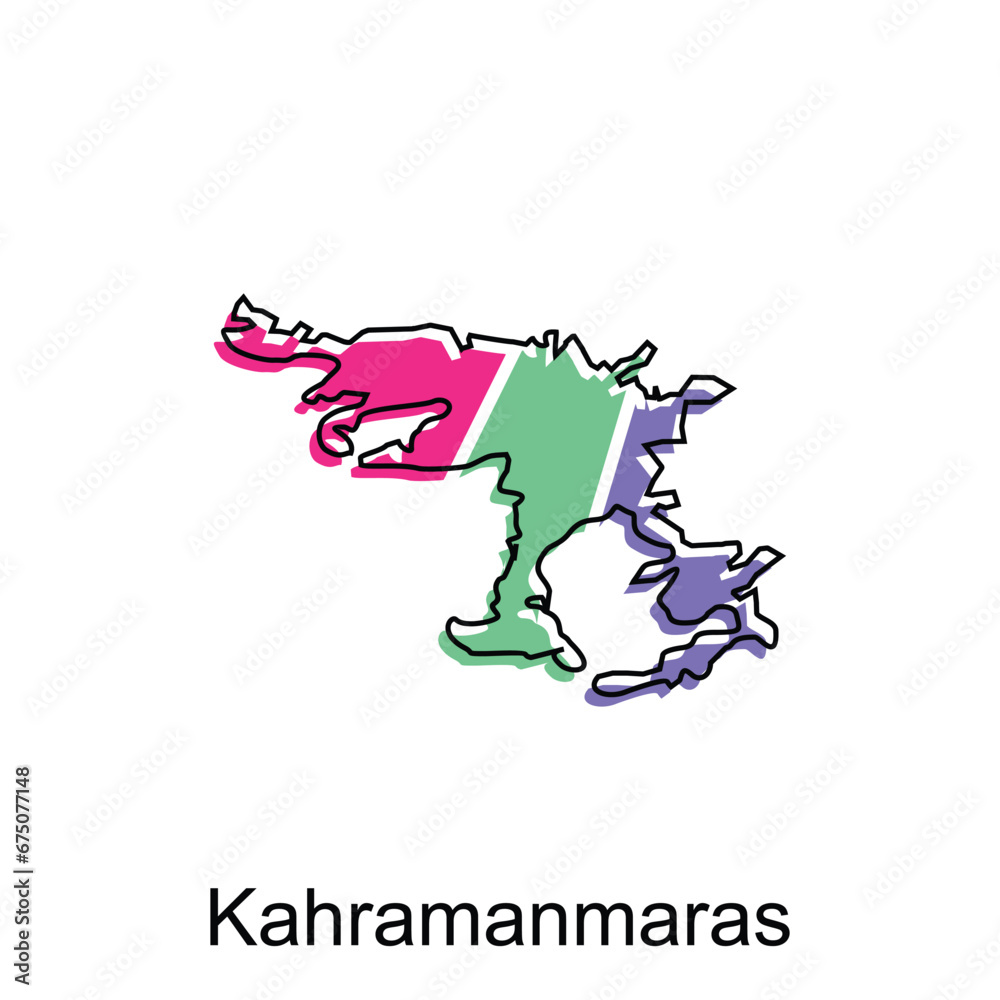 vector Map City of Kahramanmaras modern outline, High detailed illustration vector Design Template