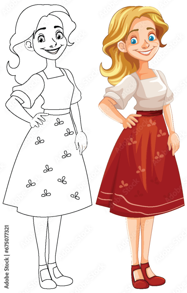 Smiling European Woman Cartoon Character in Vector Style Smiling European Woman Cartoon Character in Vector Style