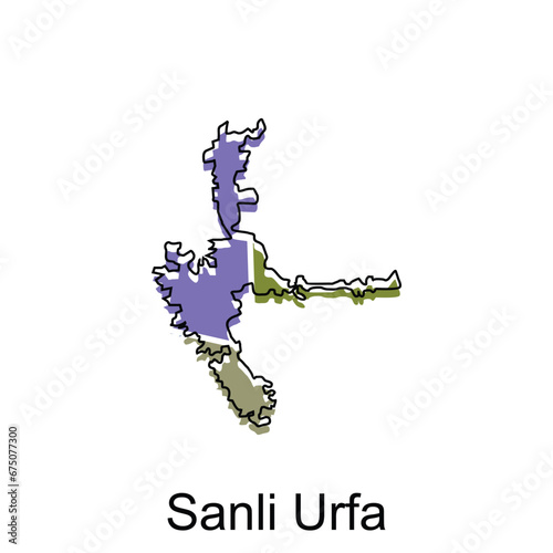 vector Map City of Sanli Urfa modern outline, High detailed illustration vector Design Template photo