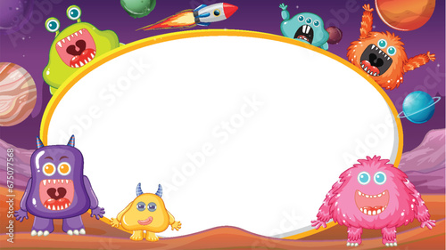 Cute Aliens in Outer Space: A Playful Vector Illustration