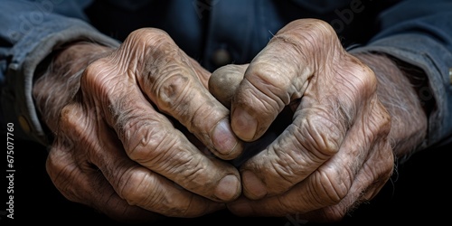 close up of elderly hands, generative AI
