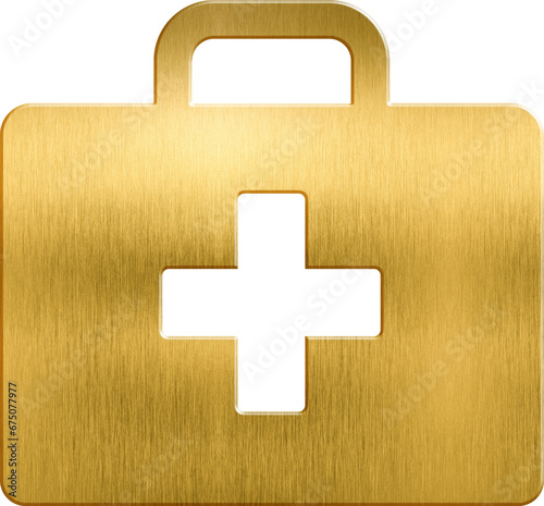 Golden icon first aid line medical briefcase bag illustration clinic healthy help doctor tool medication health red cross chest case hospital kit patient drug virus box emergency symbols suitcase dise photo