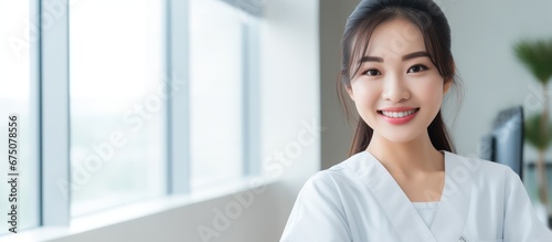 Portrait of Asian medical woman or doctor at modern beauty clinic, Surgery Clinic, Medical and beauty industry photo