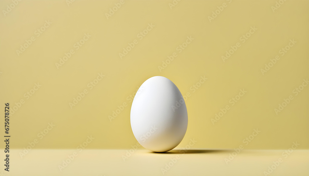 White egg on the yellow background