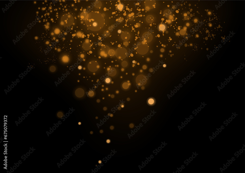 Orange circles and dots Scattered on a black background, can be used to design media, backdrops, website banners.