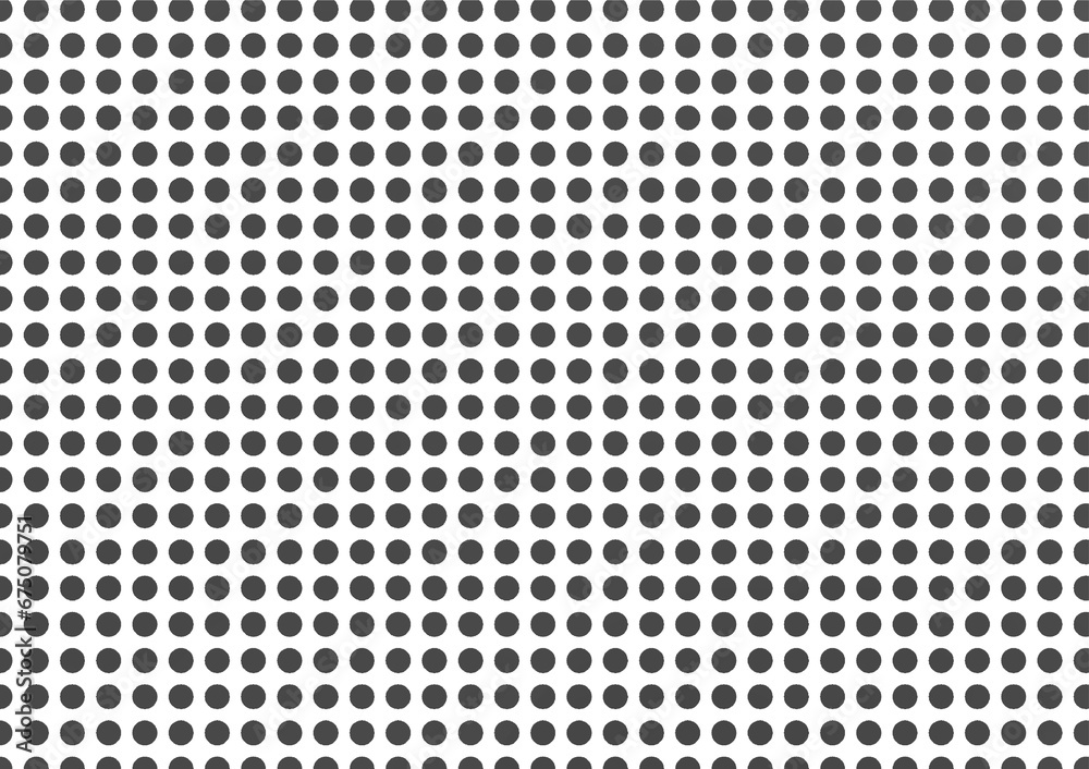 Seamless black polka dot pattern on a white background, creating a minimalistic and modern design. Ideal for use in textiles, wallpapers, graphic design projects, and digital backgrounds.