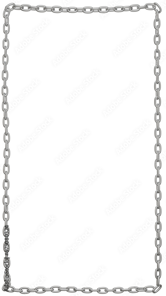 A rectangular frame formed by a single line of metal chains, available in PNG format with a transparent background. A rectangular frame formed by a single line of metal chains, available in PNG format with a transparent background.