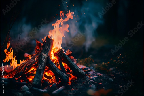 AI generated illustration of a fire camp