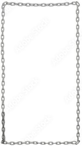 A rectangular frame formed by a single line of metal chains, available in PNG format with a transparent background.