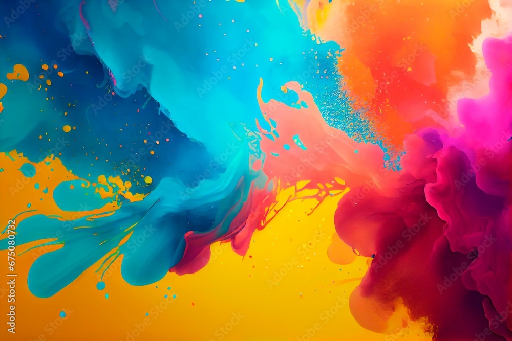 AI generated illustration of a colorful background with abstract splashes