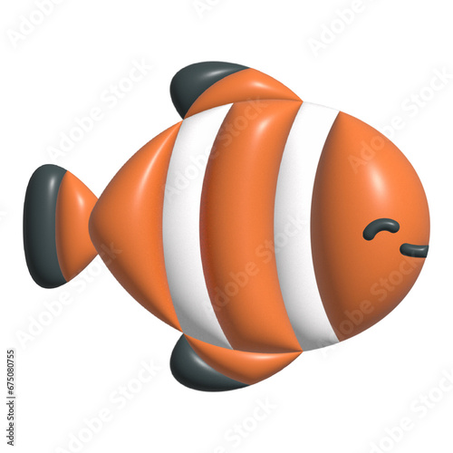 clown fish realistic 3d rendering illustration