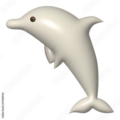 Dolphin 3d realistic illustration, gray animal on blue isolated background