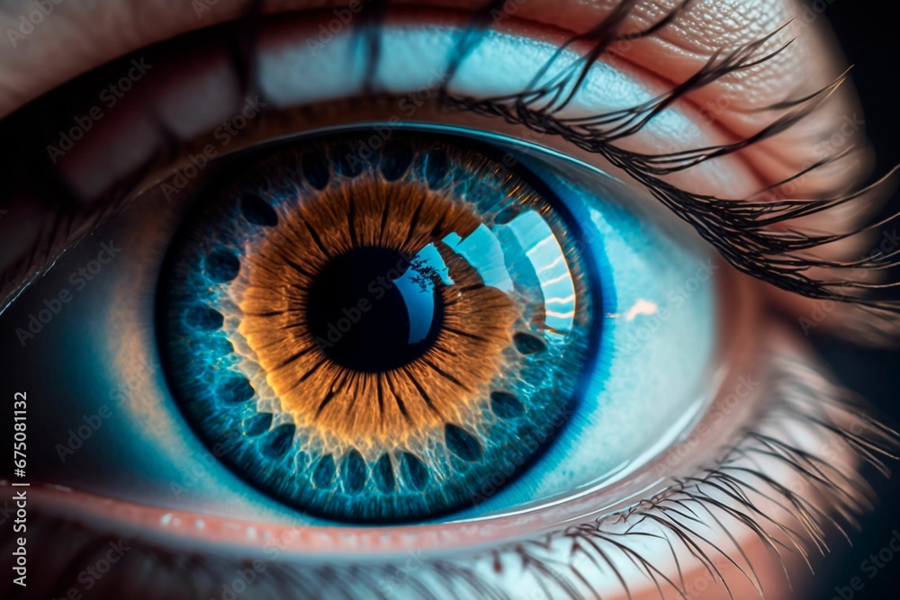 AI generated illustration closeup of a human eye background