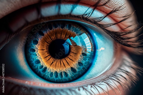 AI generated illustration closeup of a human eye background