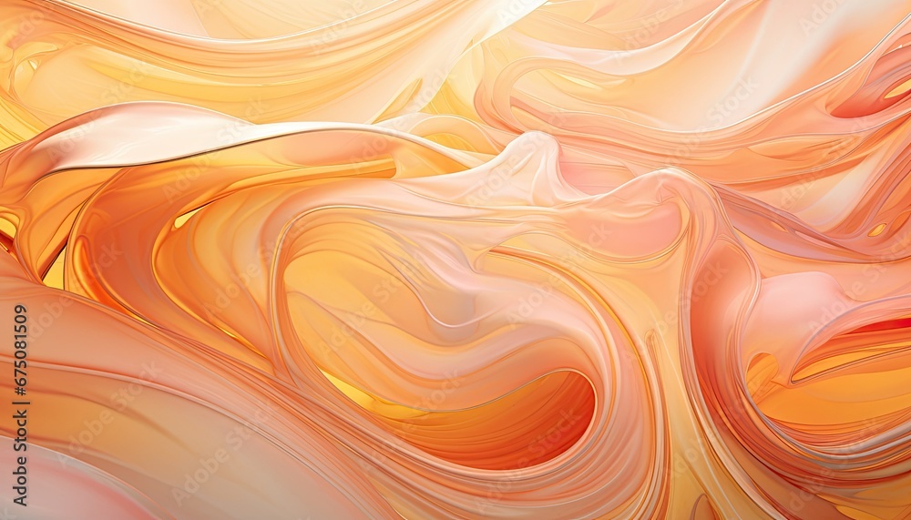 abstract background with waves, paint and plastic texture, coral and yellow colors