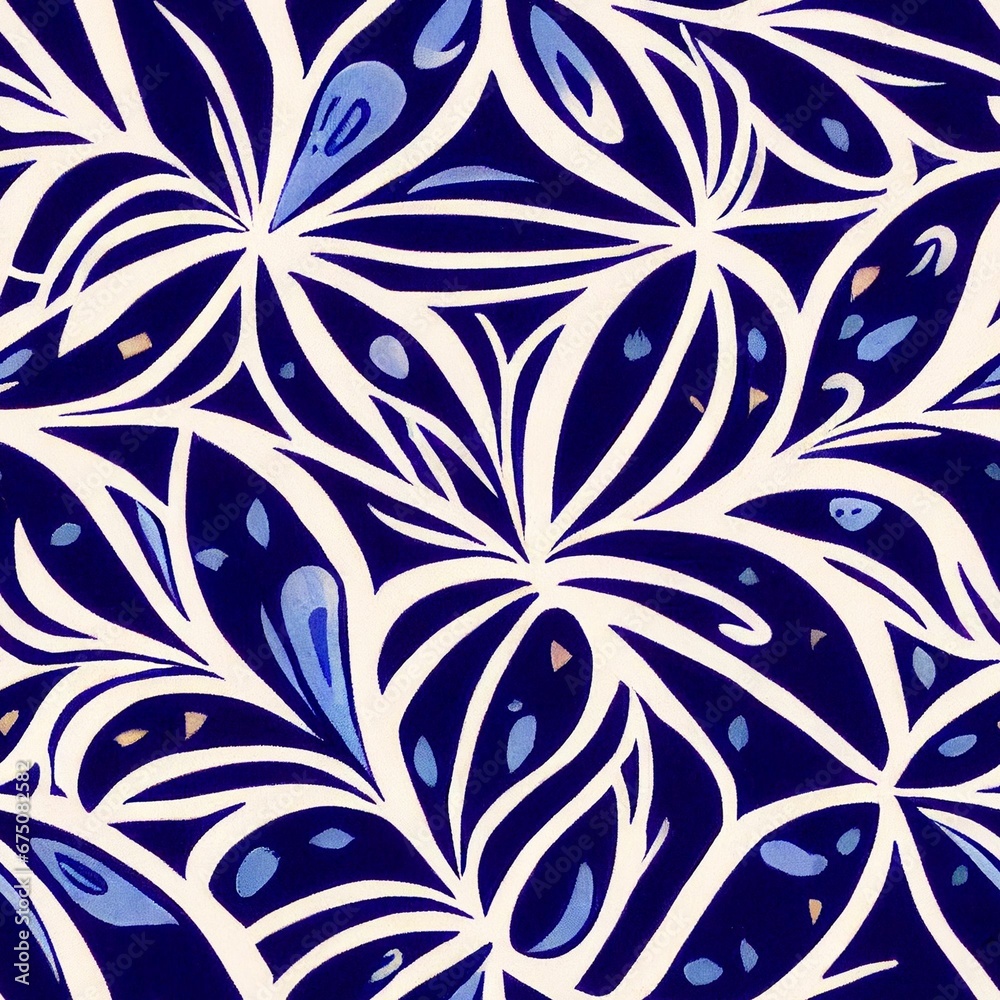 AI-generated blue and white floral pattern. AI-generated blue and white floral pattern.