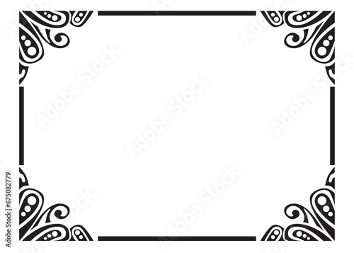Black Ornament Border With Dot Pattern Design With Transparent Background
