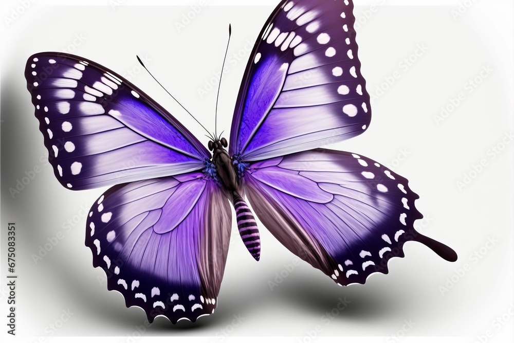 Fototapeta premium AI generated illustration of a purple butterfly on white background