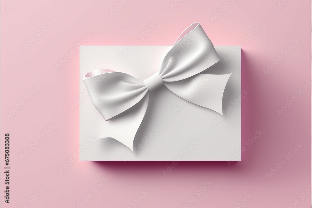 AI generated illustration of a white gift box with a butterfly-style bow tie on it for Valentine AI generated illustration of a white gift box with a butterfly-style bow tie on it for Valentine