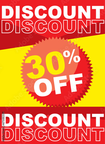 discount 30 % off shoping tag vector illustration in red and yellow