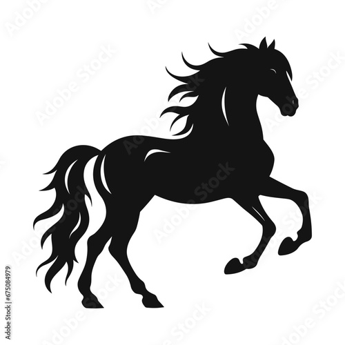 Fototapeta Naklejka Na Ścianę i Meble -  A Horse Silhouette Vector isolated on a white Background, A Moving Horse silhouette Clipart