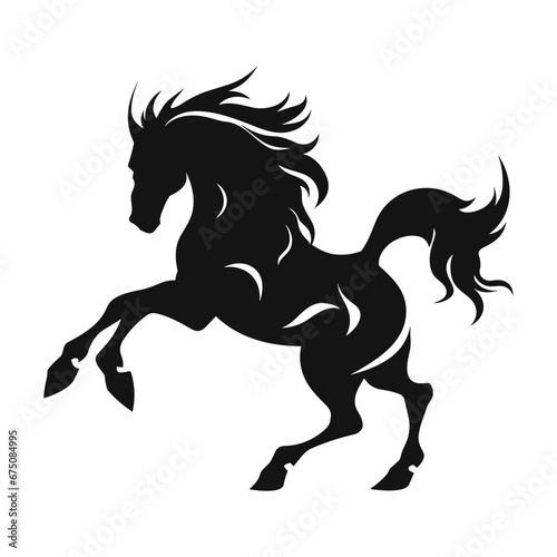 Fototapeta Naklejka Na Ścianę i Meble -  A Horse Silhouette Vector isolated on a white Background, A Moving Horse silhouette Clipart