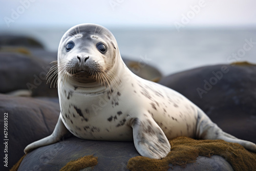 Baby of common seal on the coast