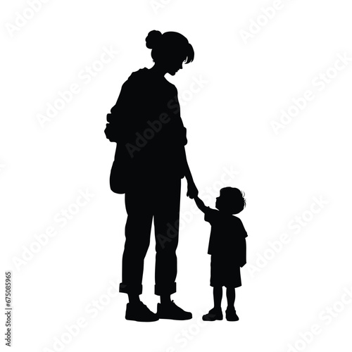 Mother and Son Silhouette on White Background © Ismail Hossain