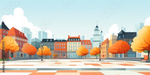 Abstract illustration of a town square. 