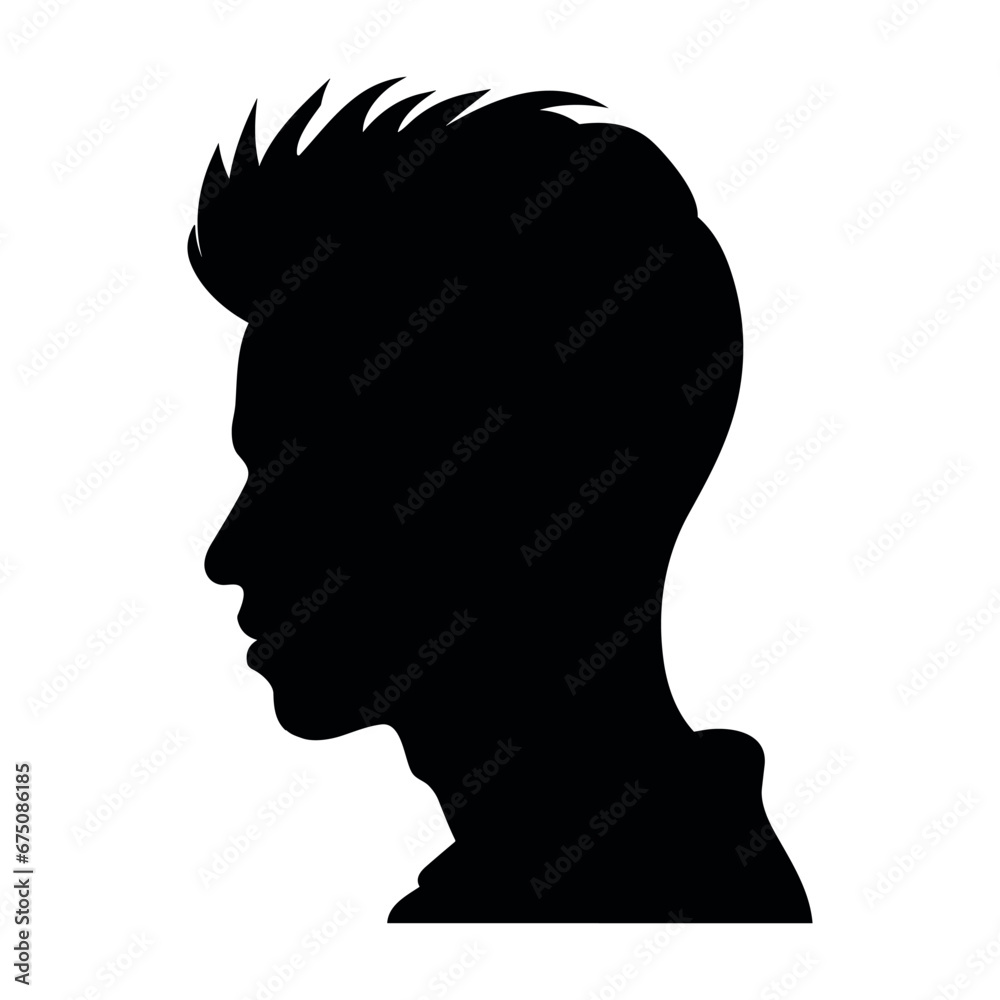Fade haircut Silhouette clipart, Men hair cut Vector, Trendy stylish Male hairstyle Silhouette